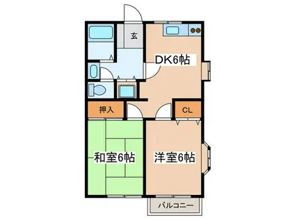 サンヴェール山北(2DK/2階)の間取り写真