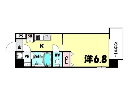 ERCITY`S御影塚町(1K/5階)の間取り写真