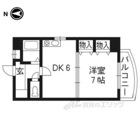 パトリード有栖Ⅱ(1DK/2階)の間取り写真