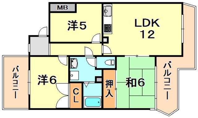 ガーデンハイツ桃山台弐番館(3LDK/3階)の間取り写真