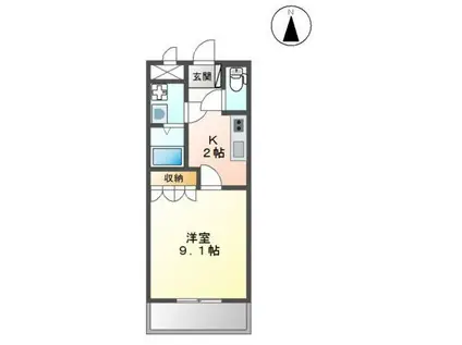 レインボーパレスI(1K/2階)の間取り写真