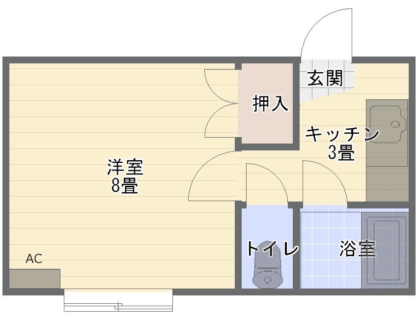 アベニュー広面(1K/2階)の間取り写真