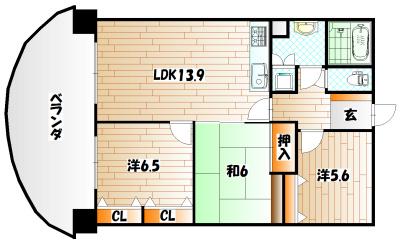コーポランド浅生(3LDK/11階)の間取り写真