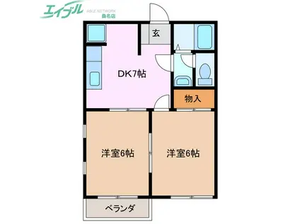 プロスペリティ高阪 C棟(2DK/2階)の間取り写真