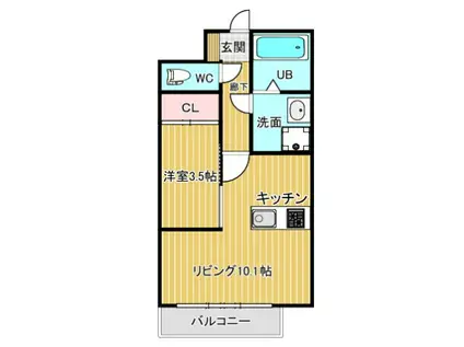 キルシュ・バオム(1LDK/1階)の間取り写真