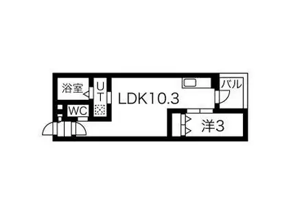 WARREN KUBOMII(1LDK/3階)の間取り写真