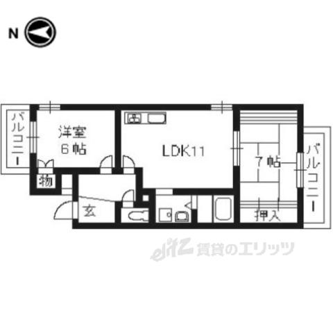 レションド清涼(2LDK/4階)の間取り写真