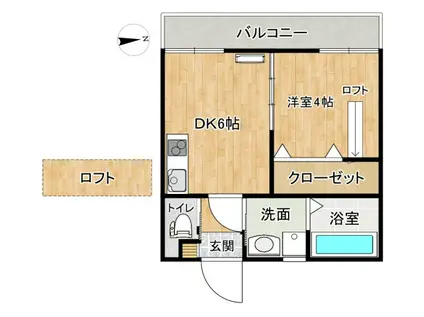 ネオシャトーレ広田(1DK/2階)の間取り写真