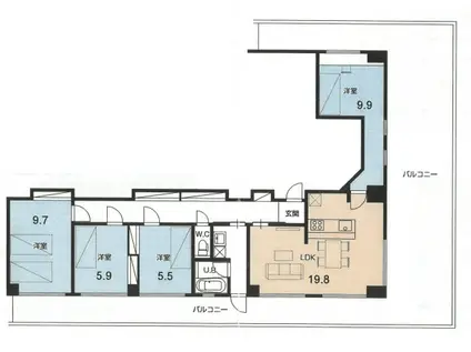 K COURT(4LDK/5階)の間取り写真