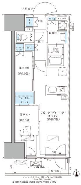 パークアクシス品川天王洲アイル(2LDK/12階)の間取り写真