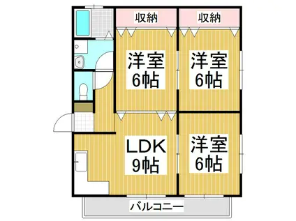 メゾンカメヤ(3LDK/1階)の間取り写真