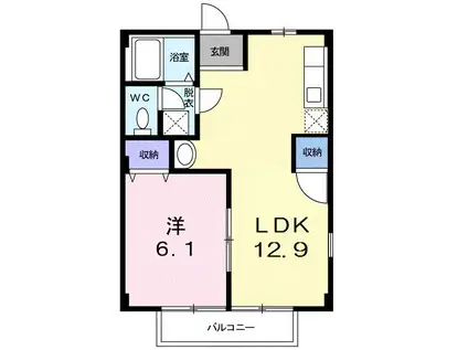 ニューシティヒルズ(1LDK/1階)の間取り写真