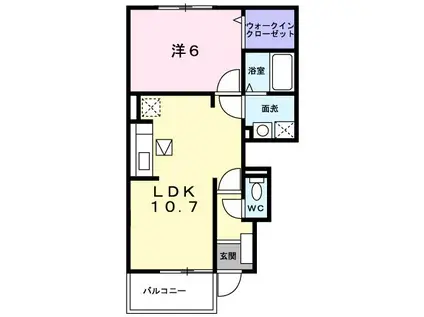 クレアトゥールI(1LDK/1階)の間取り写真