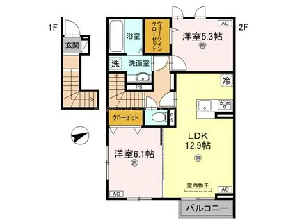 メゾン ソレイユ(2LDK/2階)の間取り写真