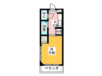 ダイヤハイム(1K/2階)の間取り写真