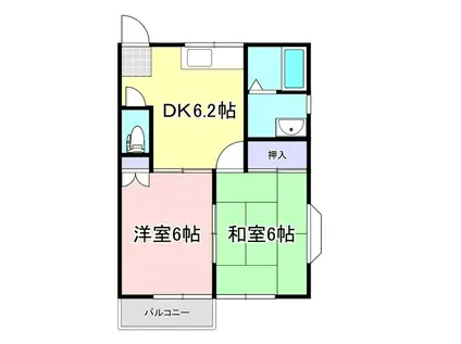 モンシェリー尾崎(2DK/1階)の間取り写真