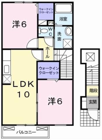 レモングラス A(2LDK/2階)の間取り写真