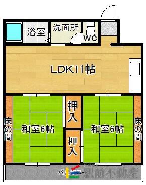 ランクレーンハイツ(2LDK/1階)の間取り写真