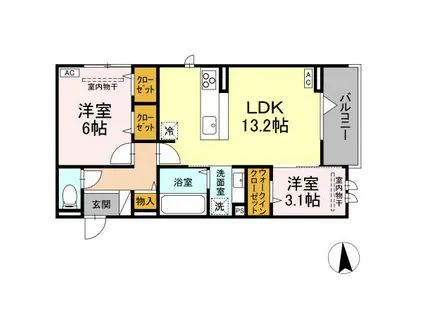 メゾン・ド・シャノワール(2LDK/3階)の間取り写真