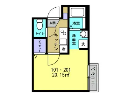 グリアーレ(1K/1階)の間取り写真