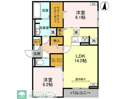 ルベルコート(2LDK/1階)の間取り写真