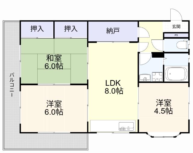 グリーンハイツハヤシ(3LDK/3階)の間取り写真