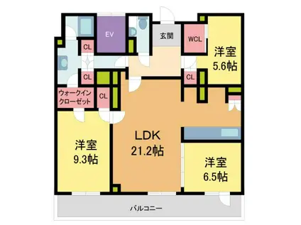 クラティオ御影山手一丁目(2SLDK/1階)の間取り写真
