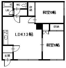 南5条シャトレB(2LDK/1階)の間取り写真
