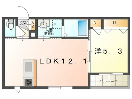 シャーメゾン彩II号館(1LDK/2階)の間取り写真