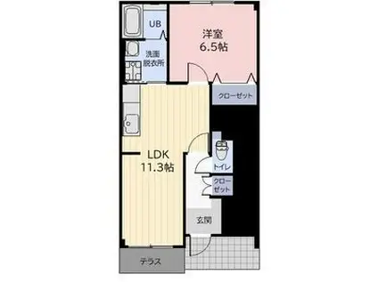 イーストサイドフジ(1LDK/1階)の間取り写真