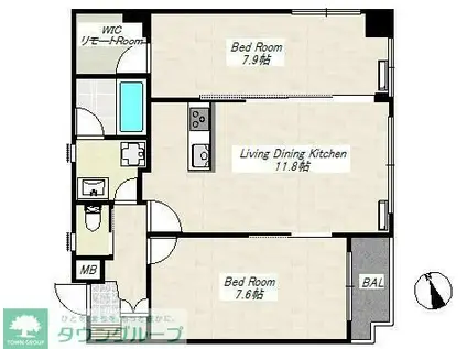 グリーンスクエアみその(2LDK/4階)の間取り写真