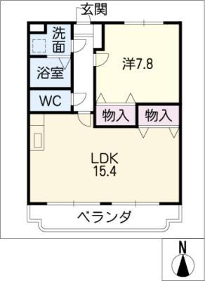 パンヴィラジュ(1LDK/1階)の間取り写真