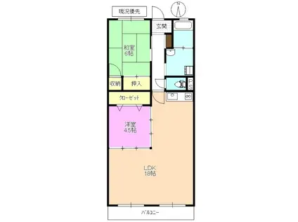 岡田ハイム(2LDK/1階)の間取り写真