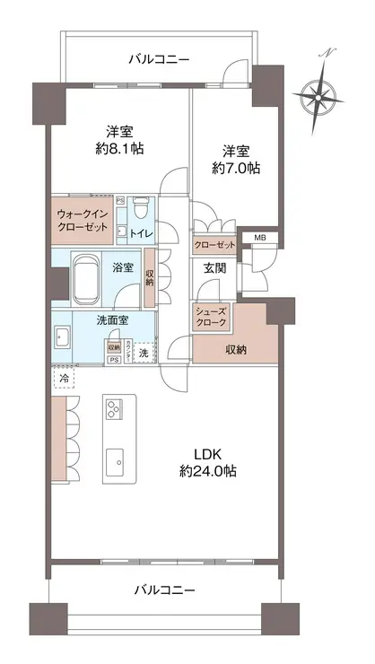 グレンパーク駒場 7階階 間取り