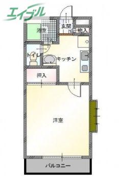 アークヒルズ西古松(1K/2階)の間取り写真