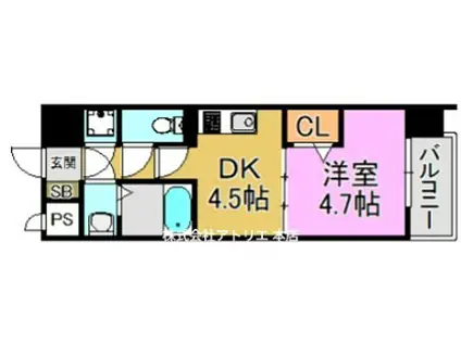 ファーストフィオーレ長田グランディール(1DK/12階)の間取り写真