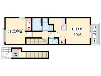 アンジェリカII(1LDK/2階)の間取り写真
