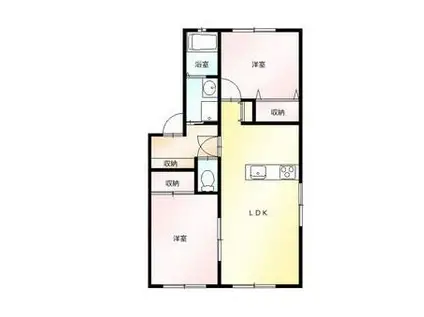 シャトルB(2LDK/1階)の間取り写真