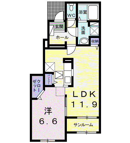 ラルーチェ(1LDK/1階)の間取り写真