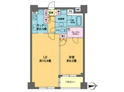 カスタリア高輪(1LDK/8階)の間取り写真