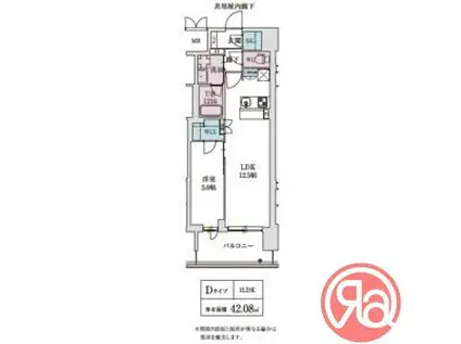 スプランディッド本町東DUE(1LDK/10階)の間取り写真