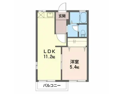ベルテ A(1LDK/2階)の間取り写真