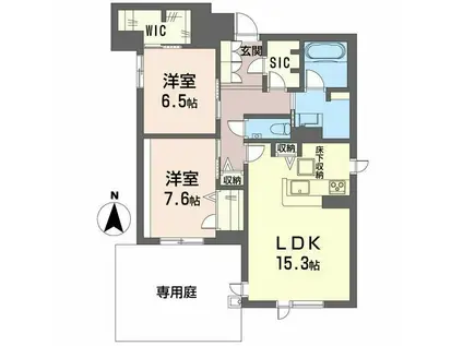 ラ・ルーム厚木町(2LDK/1階)の間取り写真