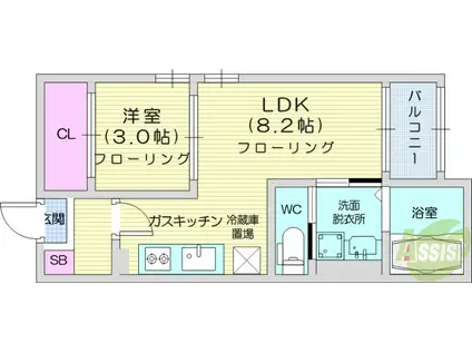 REGALEST薬師堂駅(1LDK/3階)の間取り写真