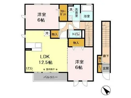 ロハスタウンI(2LDK/2階)の間取り写真