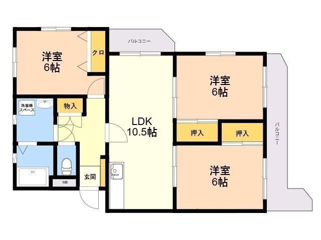 ルミナス城南(3LDK/2階)の間取り写真