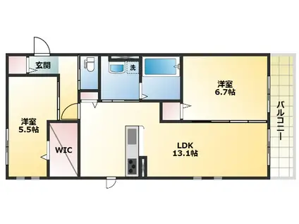 ハイムメゾン長居公園通(2LDK/1階)の間取り写真
