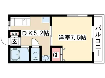 鶴見ハイム(1DK/1階)の間取り写真