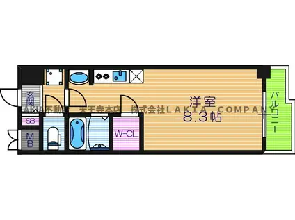 ララプレイス四天王寺夕陽ヶ丘(ワンルーム/12階)の間取り写真