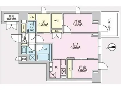 タスキプライムテラス後楽園(2SLDK/7階)の間取り写真